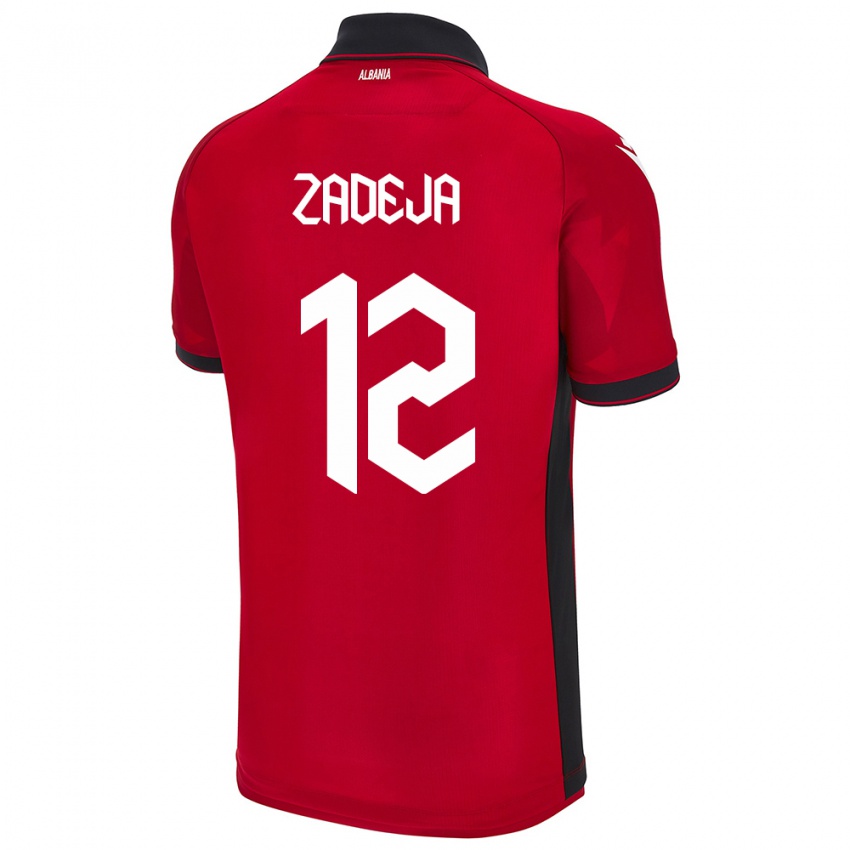 Kinderen Albanië Darius Zadeja #12 Rood Thuisshirt Thuistenue 24-26 T-Shirt