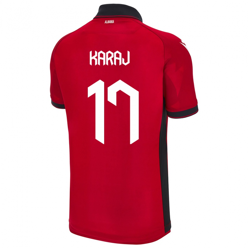 Kinderen Albanië Eraldo Karaj #17 Rood Thuisshirt Thuistenue 24-26 T-Shirt