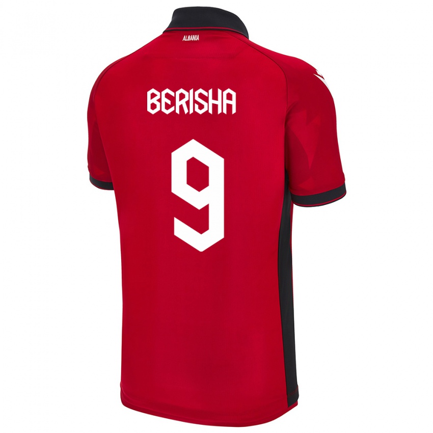 Kinderen Albanië Fortesa Berisha #9 Rood Thuisshirt Thuistenue 24-26 T-Shirt