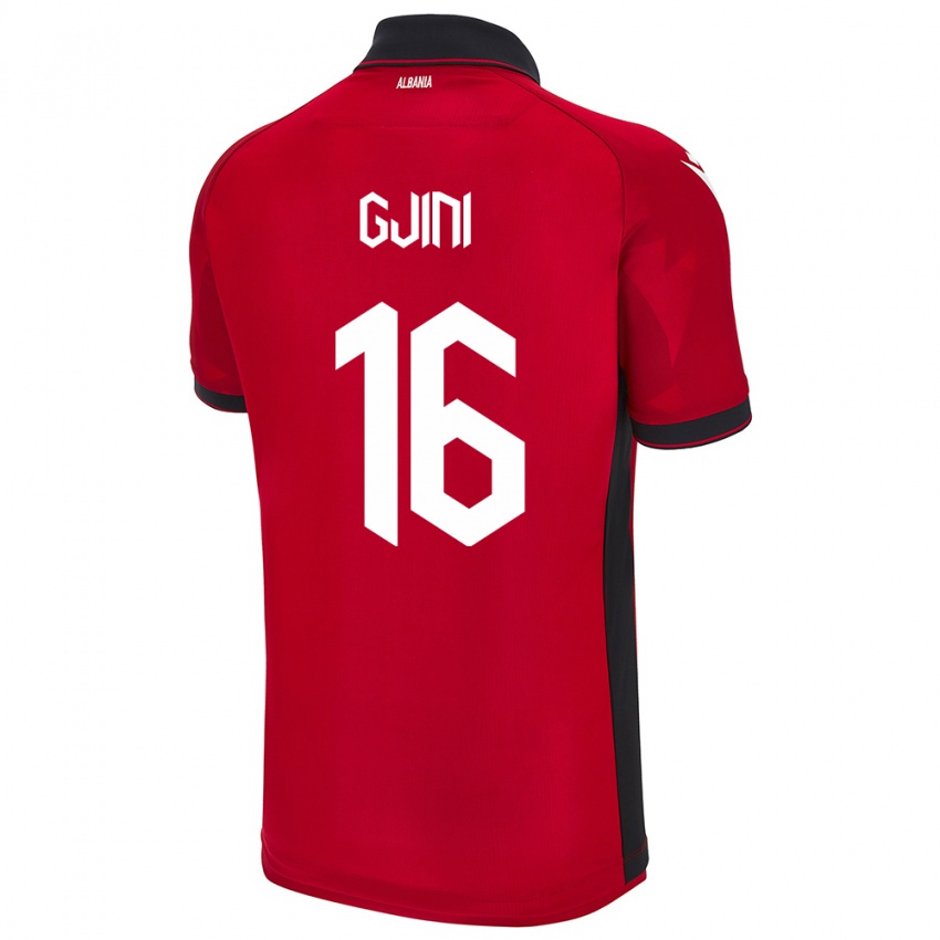 Kinderen Albanië Luçije Gjini #16 Rood Thuisshirt Thuistenue 24-26 T-Shirt