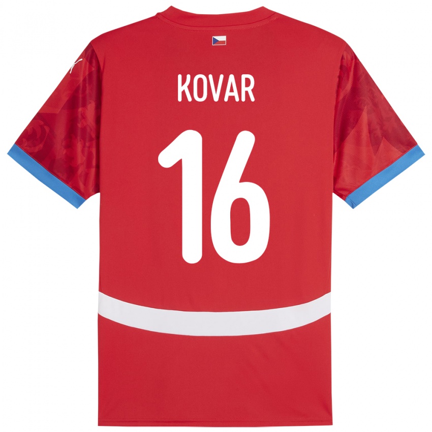 Kinderen Tsjechië Matej Kovar #16 Rood Thuisshirt Thuistenue 24-26 T-Shirt