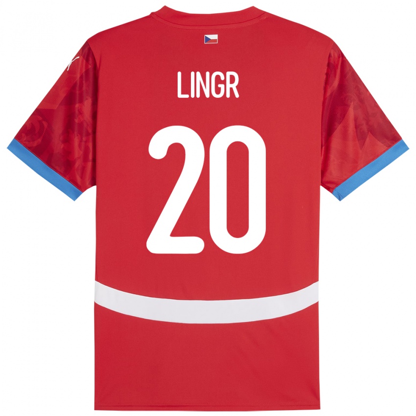 Kinderen Tsjechië Ondrej Lingr #20 Rood Thuisshirt Thuistenue 24-26 T-Shirt