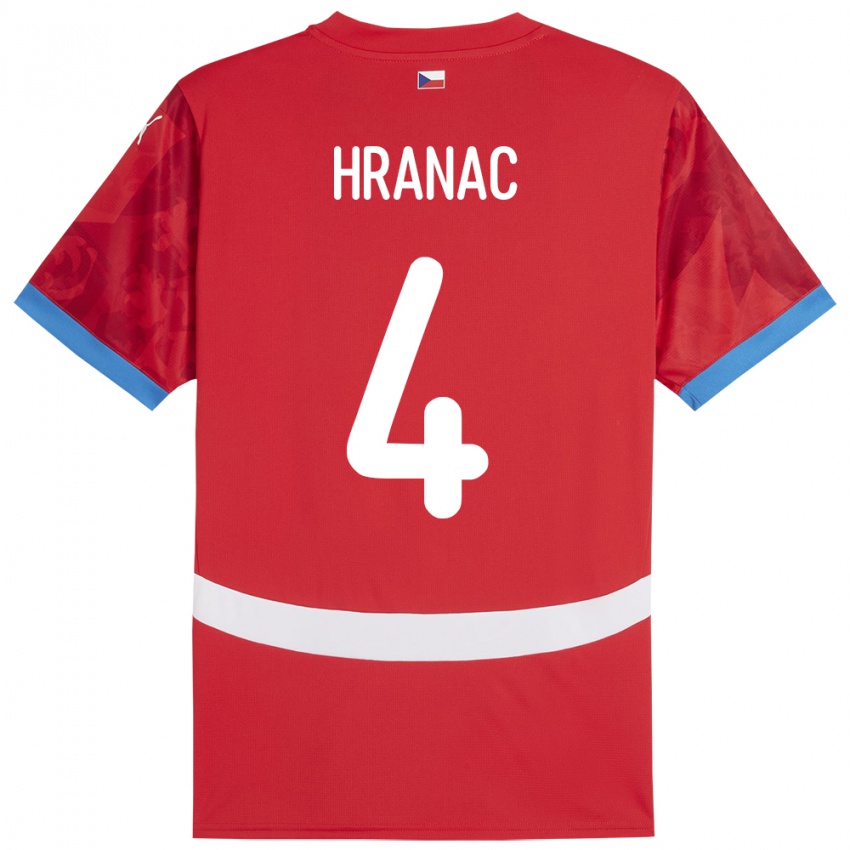 Kinderen Tsjechië Robin Hranac #4 Rood Thuisshirt Thuistenue 24-26 T-Shirt