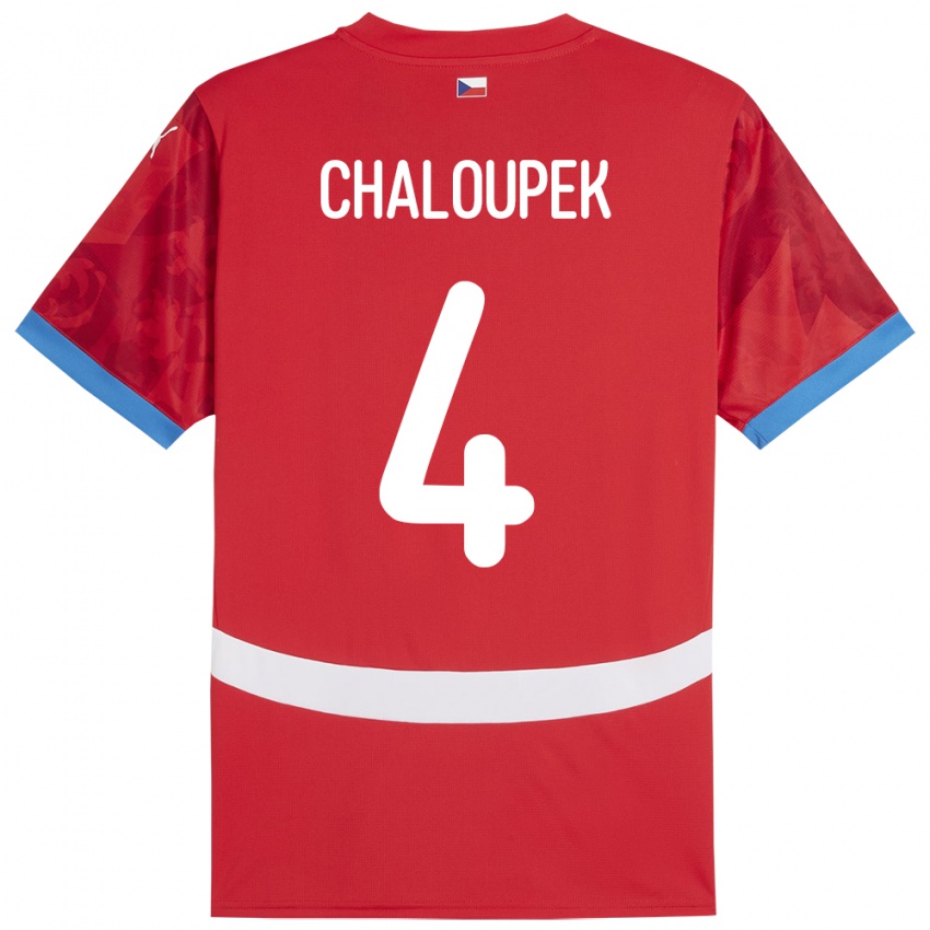 Kinderen Tsjechië Stepan Chaloupek #4 Rood Thuisshirt Thuistenue 24-26 T-Shirt