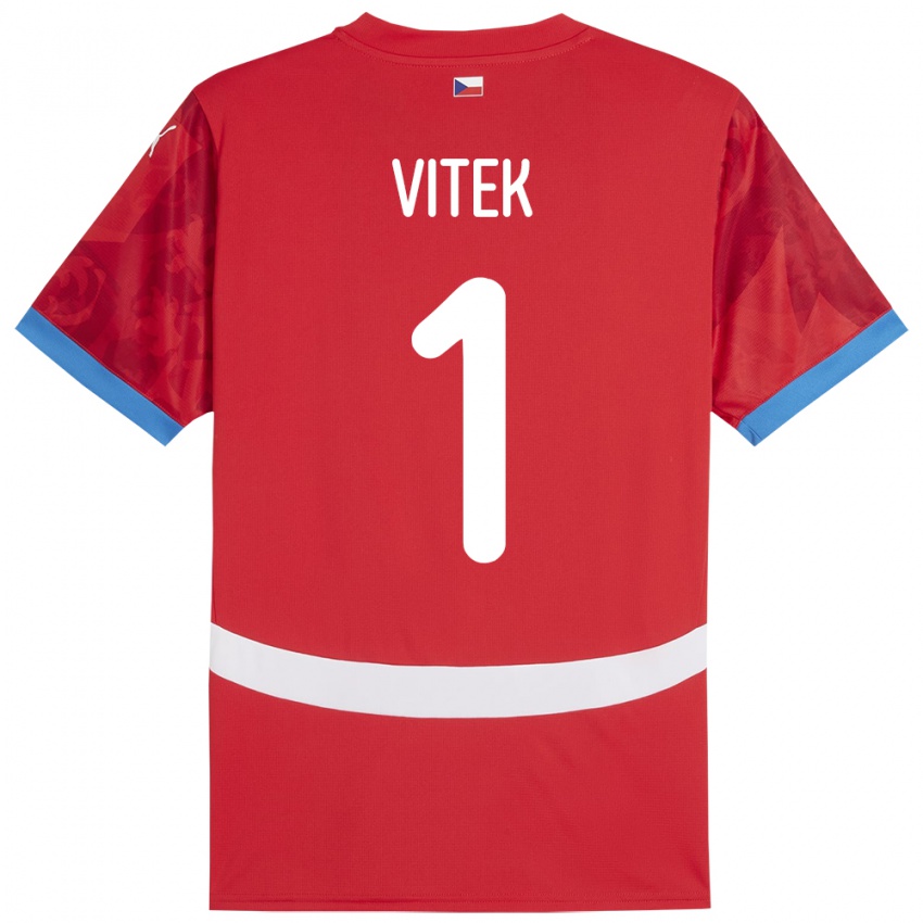 Kinderen Tsjechië Radek Vitek #1 Rood Thuisshirt Thuistenue 24-26 T-Shirt