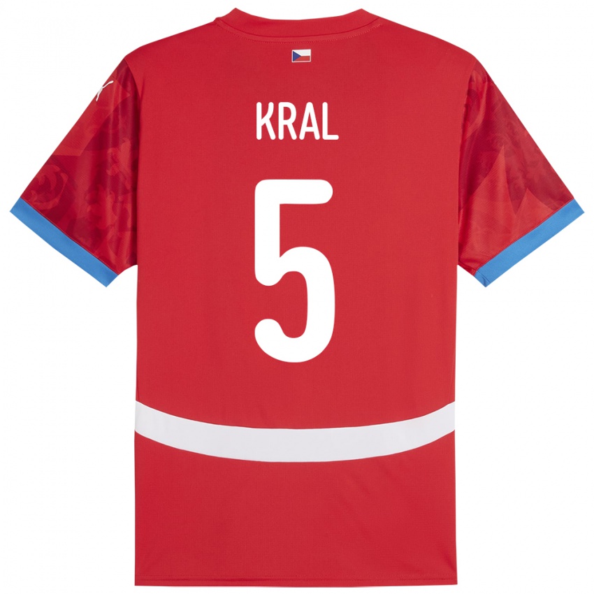 Kinderen Tsjechië Tomas Kral #5 Rood Thuisshirt Thuistenue 24-26 T-Shirt