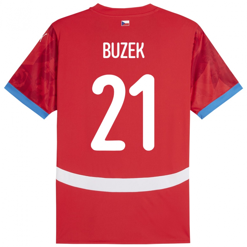 Kinderen Tsjechië Alexandr Buzek #21 Rood Thuisshirt Thuistenue 24-26 T-Shirt