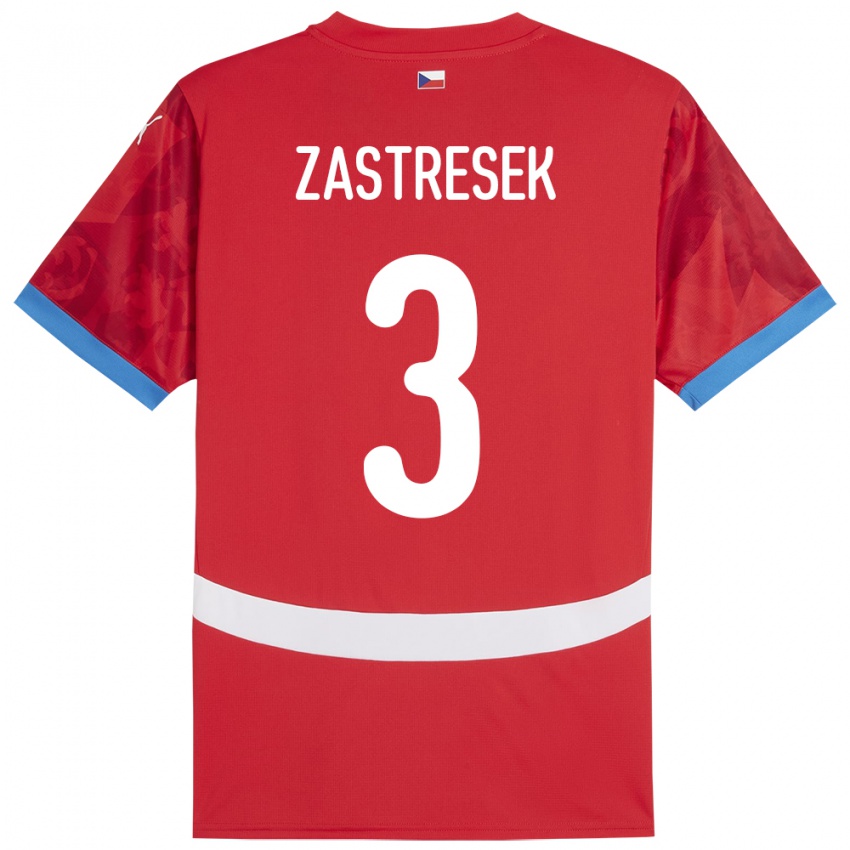 Kinderen Tsjechië Matous Zastresek #3 Rood Thuisshirt Thuistenue 24-26 T-Shirt