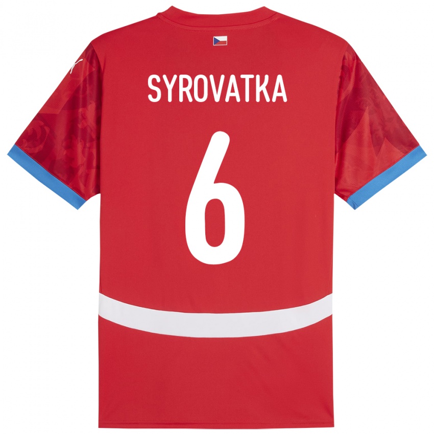 Kinderen Tsjechië Matyas Syrovatka #6 Rood Thuisshirt Thuistenue 24-26 T-Shirt