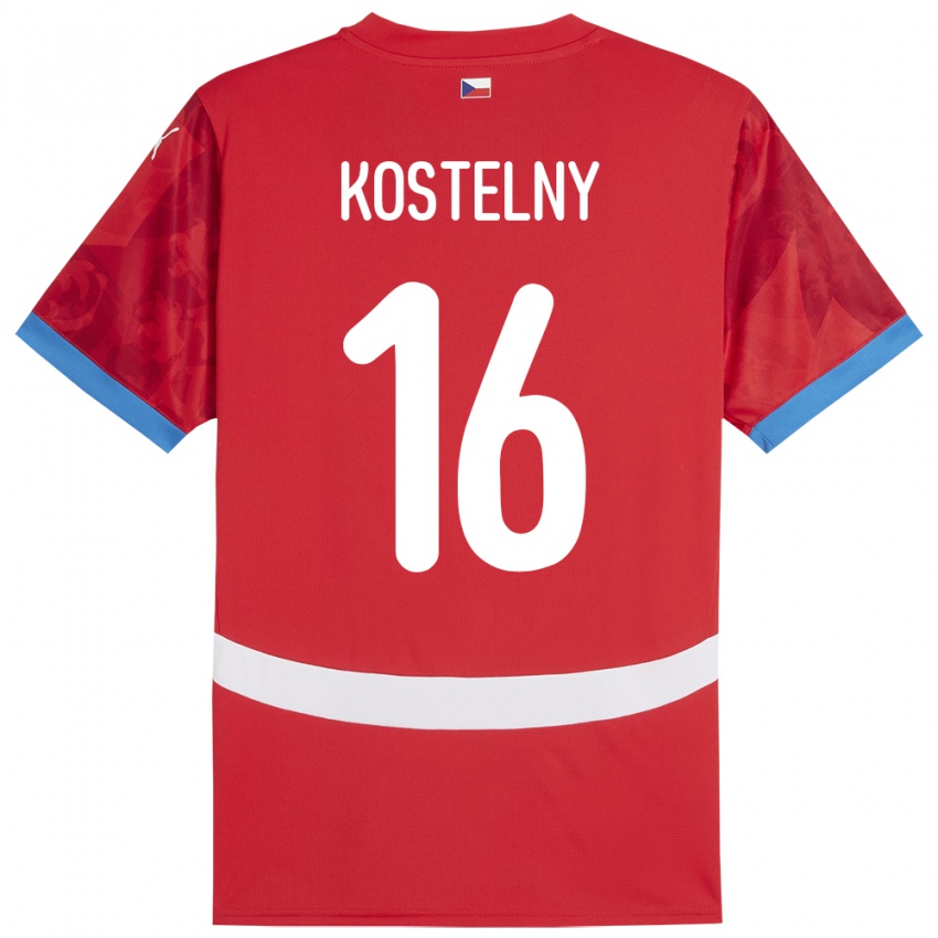 Kinderen Tsjechië Krystof Kostelny #16 Rood Thuisshirt Thuistenue 24-26 T-Shirt