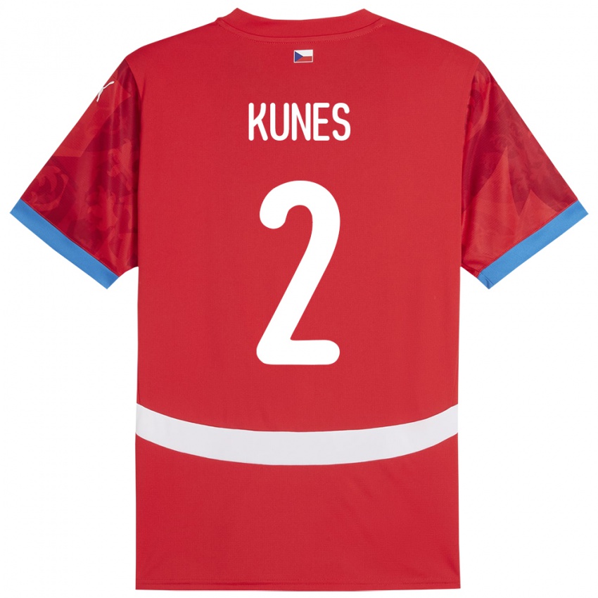 Kinderen Tsjechië Jan Kunes #2 Rood Thuisshirt Thuistenue 24-26 T-Shirt