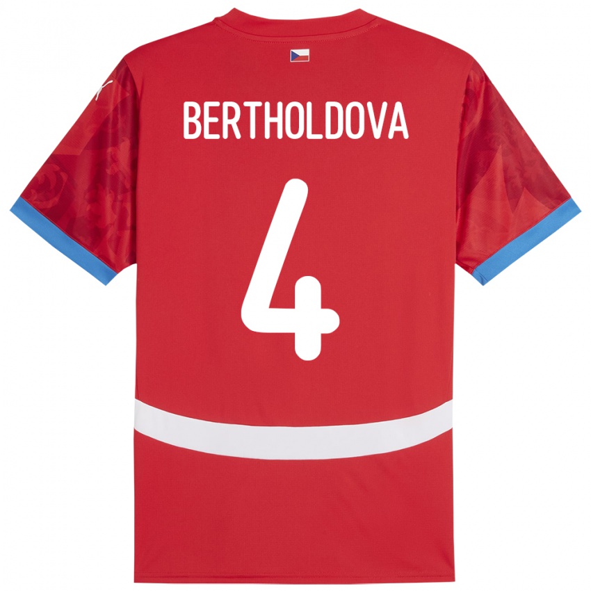 Kinderen Tsjechië Petra Bertholdová #4 Rood Thuisshirt Thuistenue 24-26 T-Shirt