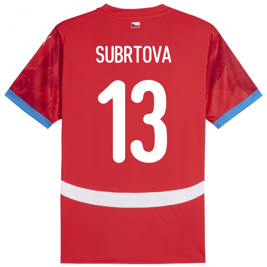 Kinderen Tsjechië Anna Šubrtová #13 Rood Thuisshirt Thuistenue 24-26 T-Shirt