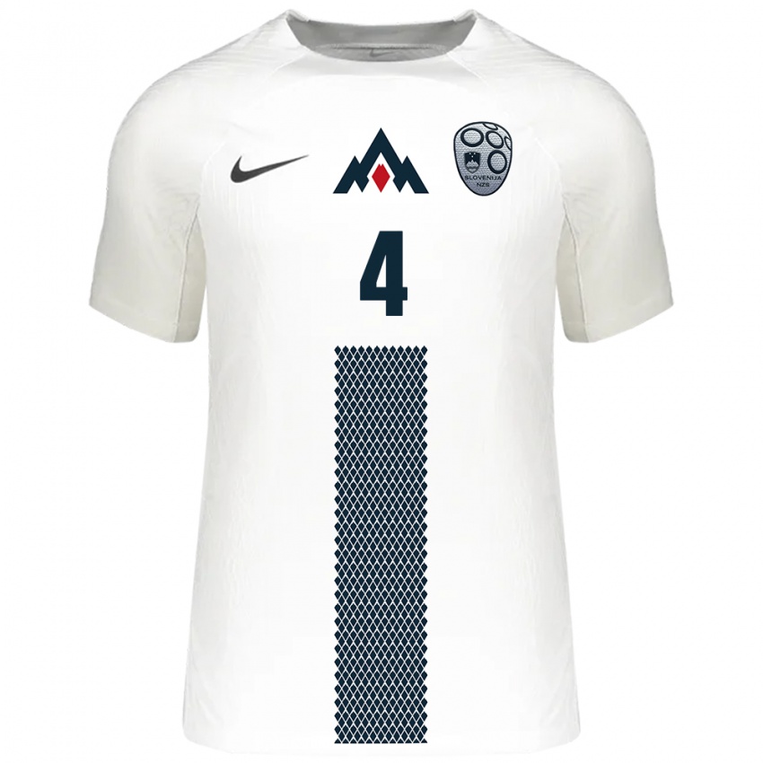 Kinderen Slovenië Arjan Malic #4 Wit Thuisshirt Thuistenue 24-26 T-Shirt