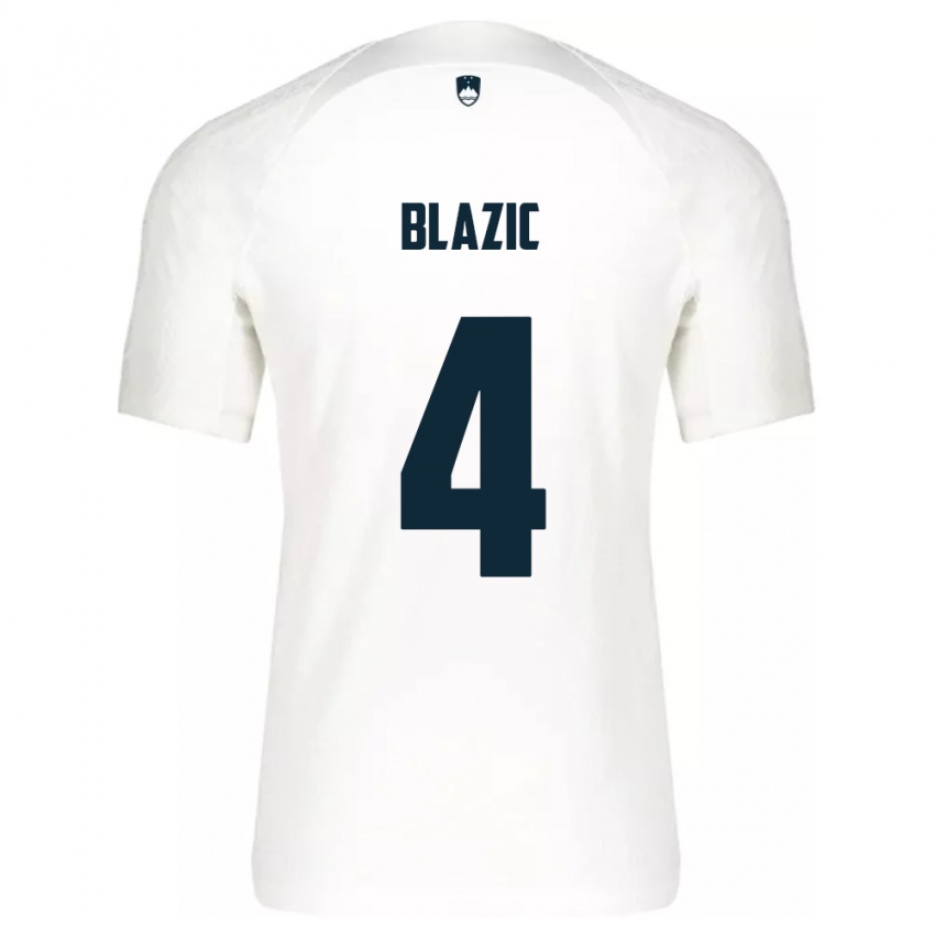 Kinderen Slovenië Miha Blazic #4 Wit Thuisshirt Thuistenue 24-26 T-Shirt