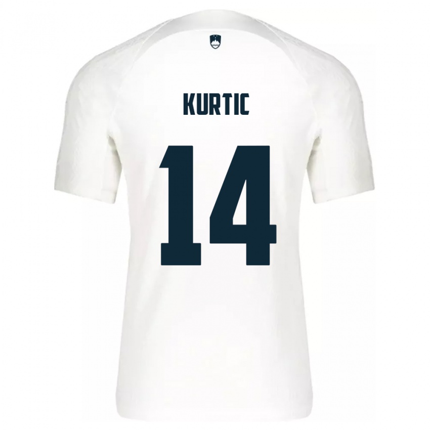 Kinderen Slovenië Jasmin Kurtic #14 Wit Thuisshirt Thuistenue 24-26 T-Shirt