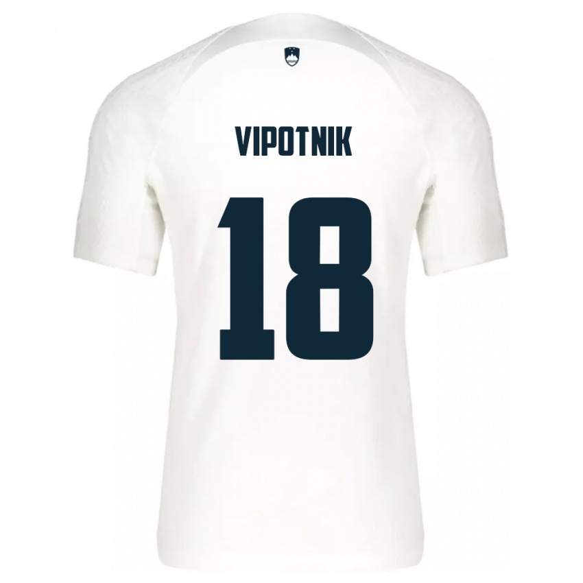 Kinderen Slovenië Zan Vipotnik #18 Wit Thuisshirt Thuistenue 24-26 T-Shirt