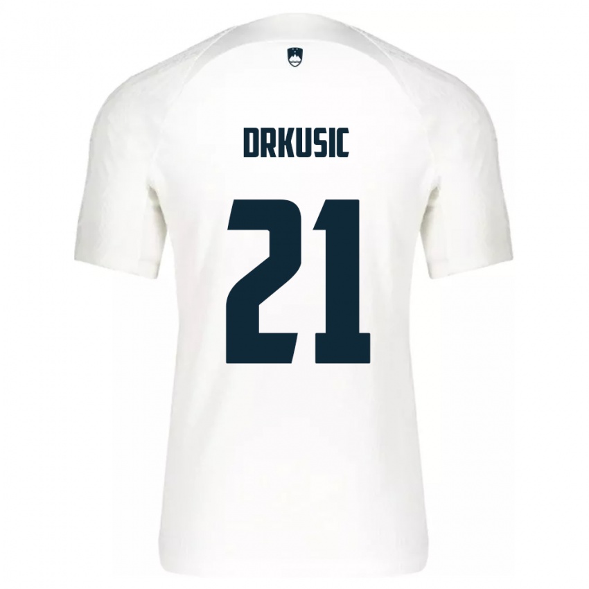 Kinderen Slovenië Vanja Drkusic #21 Wit Thuisshirt Thuistenue 24-26 T-Shirt