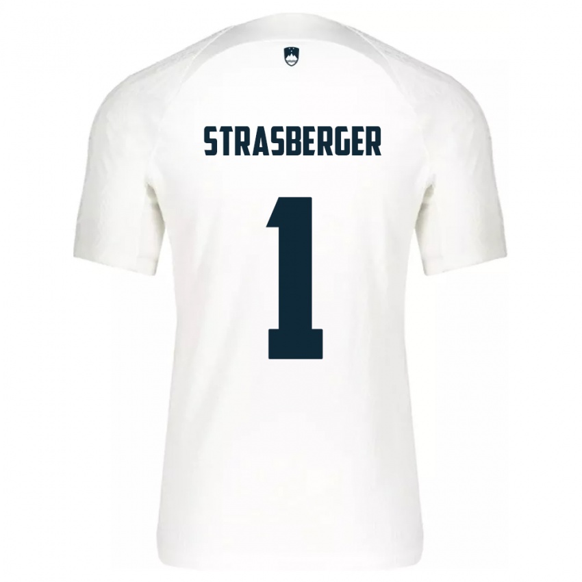 Kinderen Slovenië Tim Strasberger #1 Wit Thuisshirt Thuistenue 24-26 T-Shirt