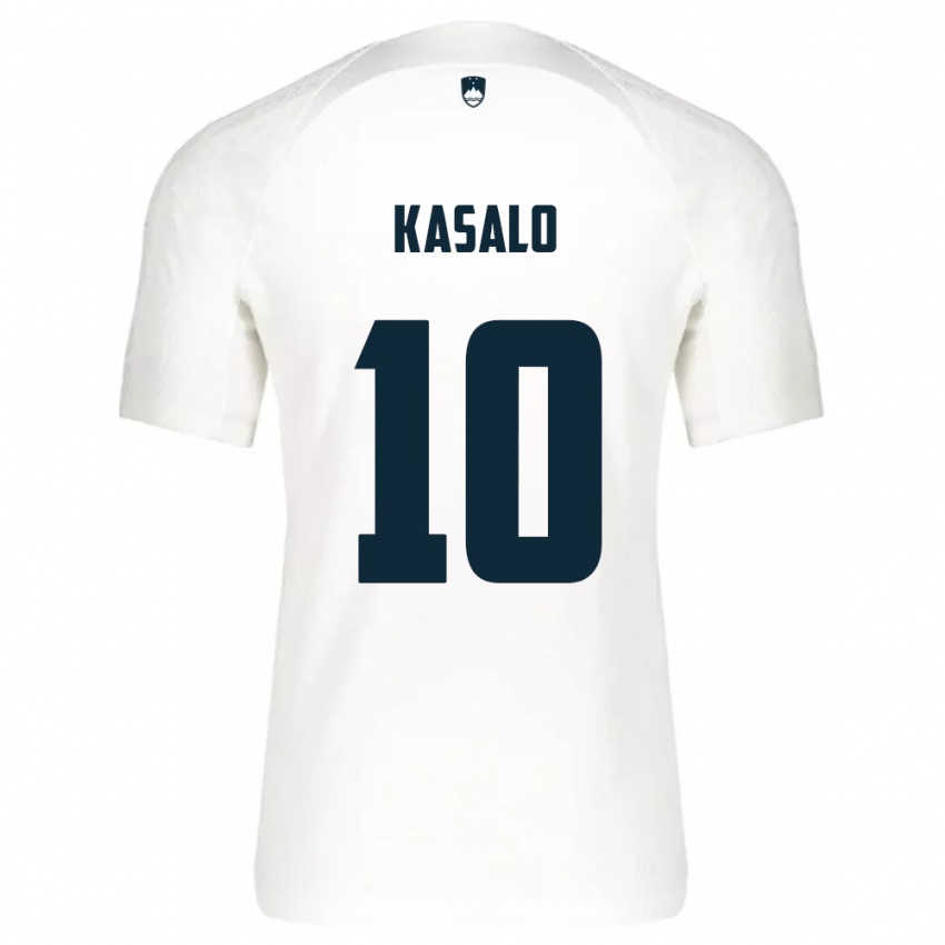 Kinderen Slovenië Niko Kasalo #10 Wit Thuisshirt Thuistenue 24-26 T-Shirt