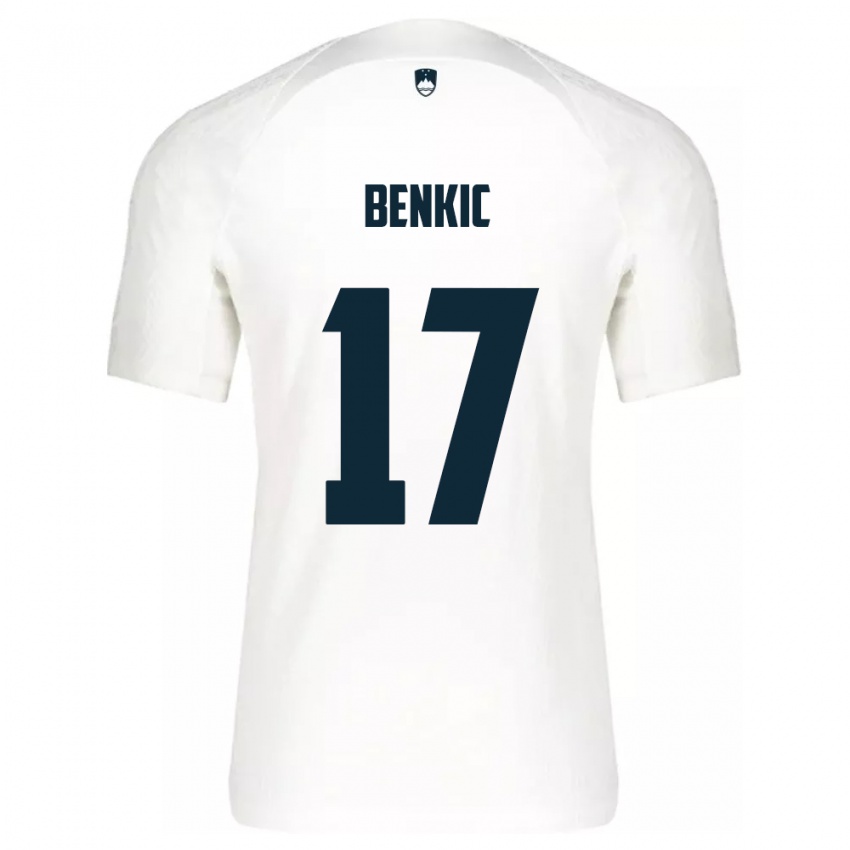 Kinderen Slovenië Kevin Benkic #17 Wit Thuisshirt Thuistenue 24-26 T-Shirt