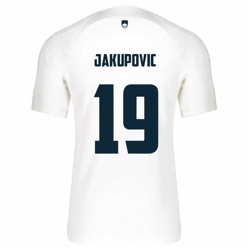 Kinderen Slovenië Aldin Jakupovic #19 Wit Thuisshirt Thuistenue 24-26 T-Shirt