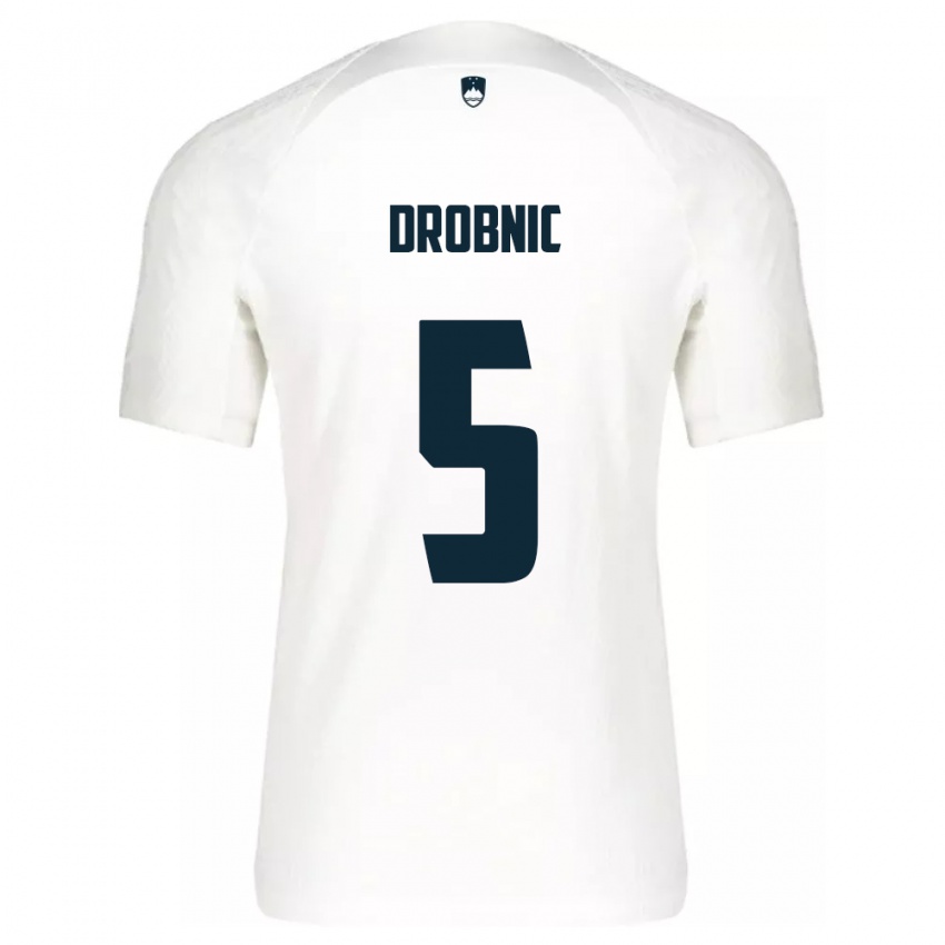 Kinderen Slovenië Dominik Drobnic #5 Wit Thuisshirt Thuistenue 24-26 T-Shirt