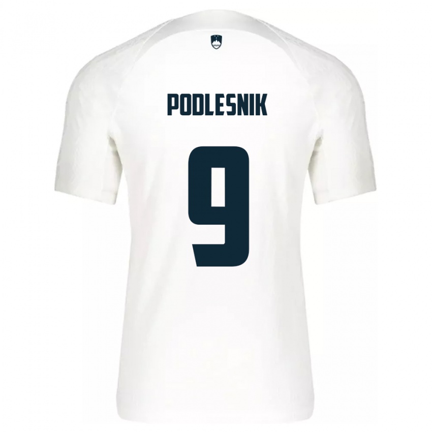 Kinderen Slovenië Nik Podlesnik #9 Wit Thuisshirt Thuistenue 24-26 T-Shirt