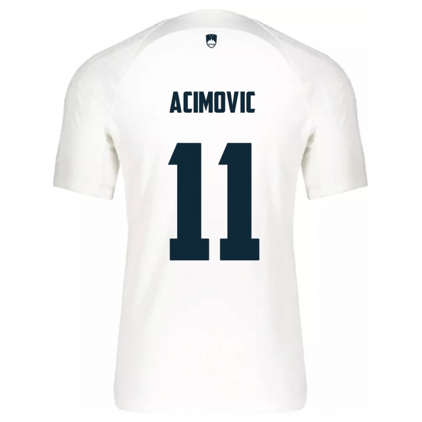 Kinderen Slovenië Mateo Acimovic #11 Wit Thuisshirt Thuistenue 24-26 T-Shirt