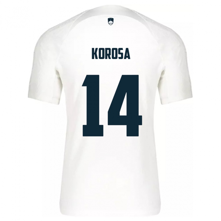 Kinderen Slovenië Anej Koroša #14 Wit Thuisshirt Thuistenue 24-26 T-Shirt