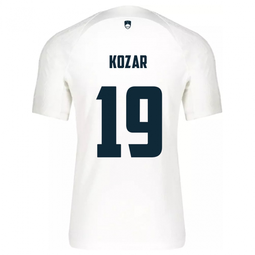 Kinderen Slovenië Kristjan Kozar #19 Wit Thuisshirt Thuistenue 24-26 T-Shirt