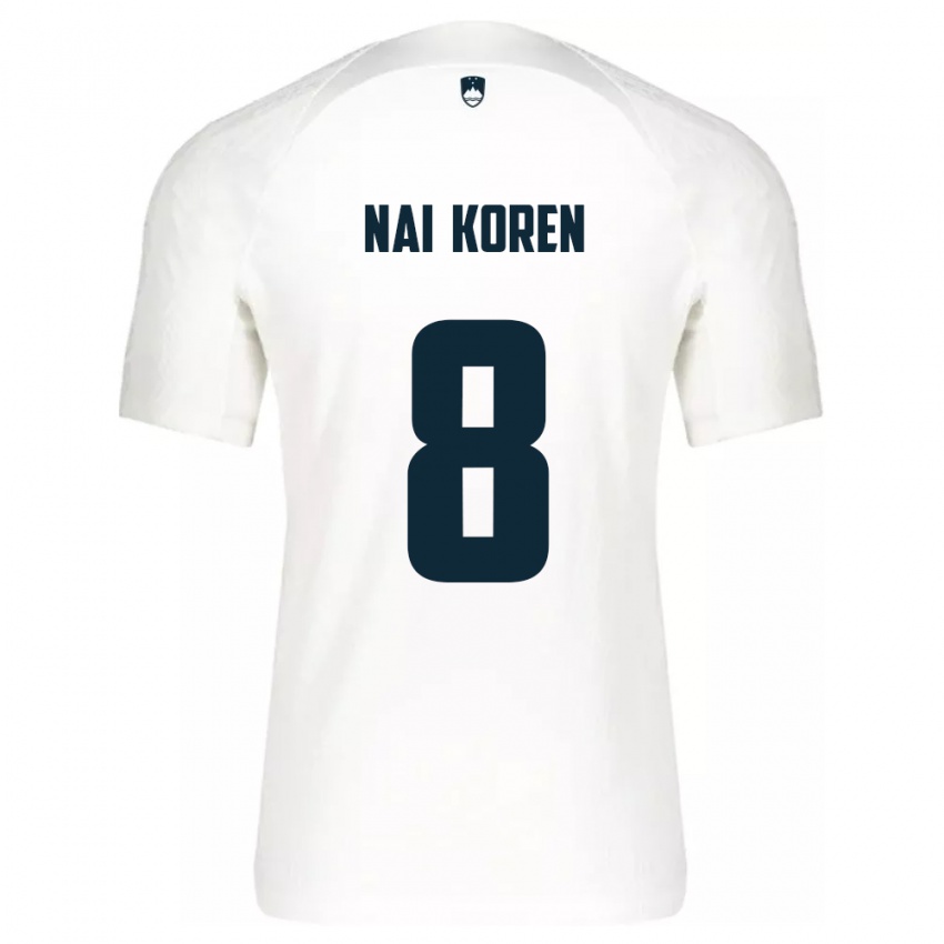 Kinderen Slovenië Tian Nai Koren #8 Wit Thuisshirt Thuistenue 24-26 T-Shirt