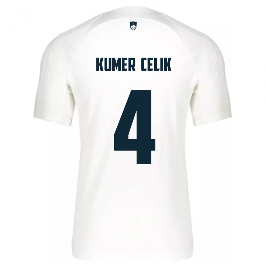 Kinderen Slovenië An Kumer Celik #4 Wit Thuisshirt Thuistenue 24-26 T-Shirt