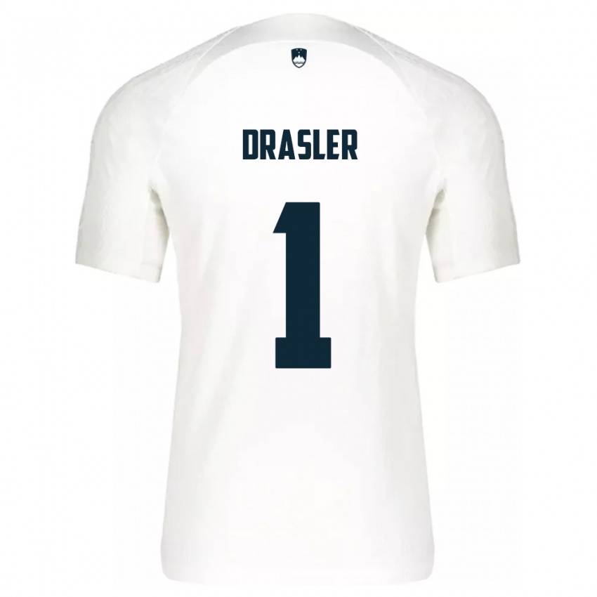 Kinderen Slovenië Iztok Drasler #1 Wit Thuisshirt Thuistenue 24-26 T-Shirt