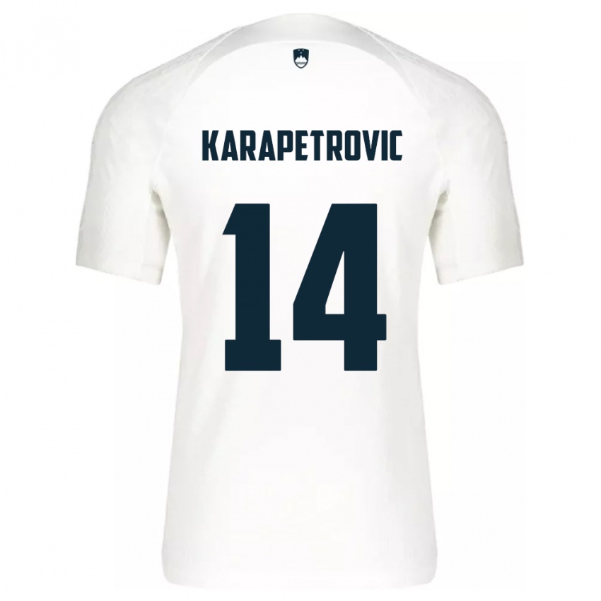 Kinderen Slovenië Luka Karapetrovic #14 Wit Thuisshirt Thuistenue 24-26 T-Shirt