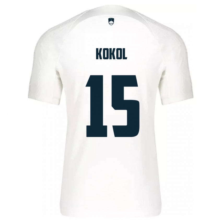 Kinderen Slovenië Luka Kokol #15 Wit Thuisshirt Thuistenue 24-26 T-Shirt