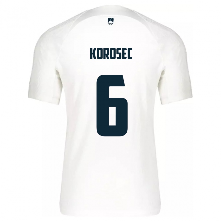 Kinderen Slovenië Kaja Korošec #6 Wit Thuisshirt Thuistenue 24-26 T-Shirt