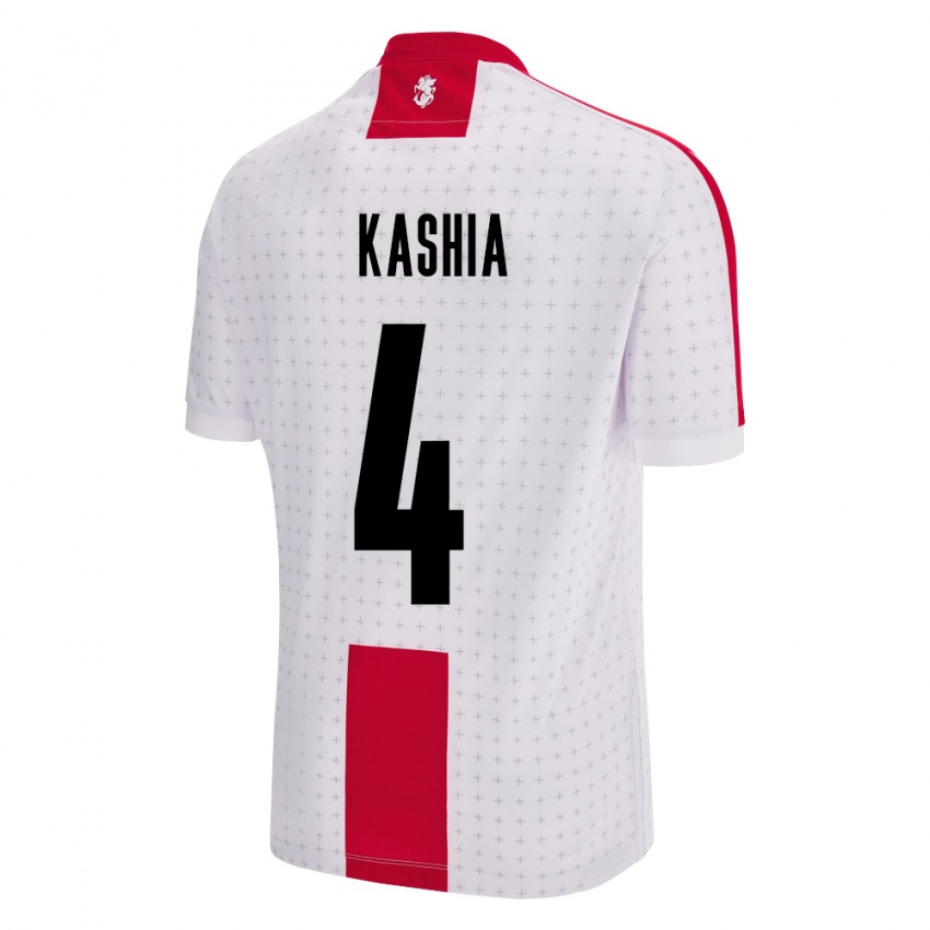 Kinderen Georgia Guram Kashia #4 Wit Thuisshirt Thuistenue 24-26 T-Shirt