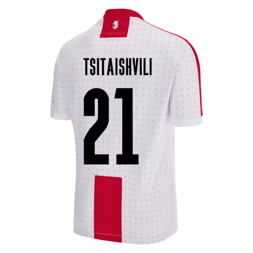 Kinderen Georgia Georgiy Tsitaishvili #21 Wit Thuisshirt Thuistenue 24-26 T-Shirt