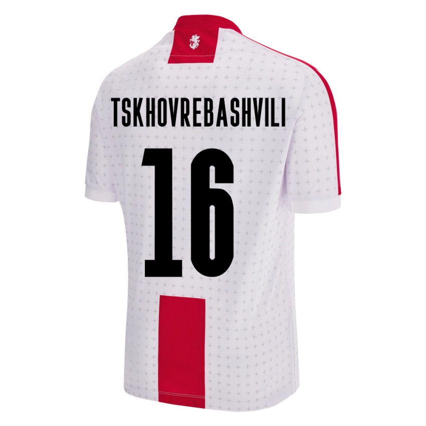 Kinderen Georgia Nikoloz Tskhovrebashvili #16 Wit Thuisshirt Thuistenue 24-26 T-Shirt