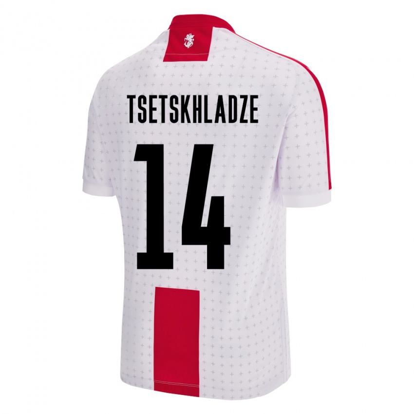 Kinderen Georgia Nikoloz Tsetskhladze #14 Wit Thuisshirt Thuistenue 24-26 T-Shirt