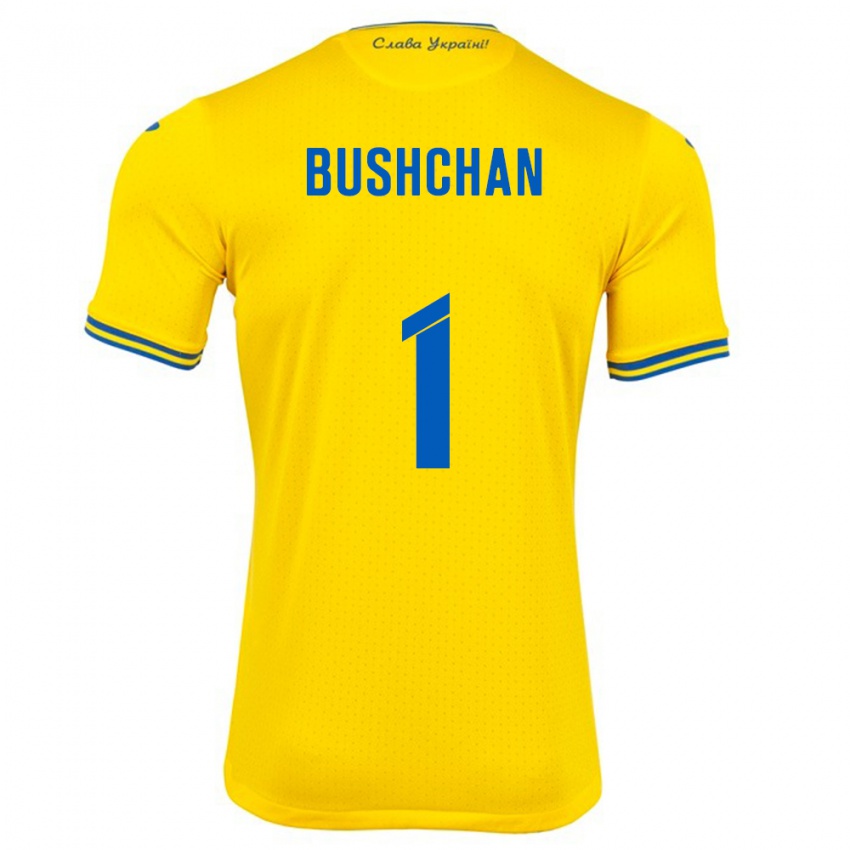 Kinderen Oekraïne Georgiy Bushchan #1 Geel Thuisshirt Thuistenue 24-26 T-Shirt