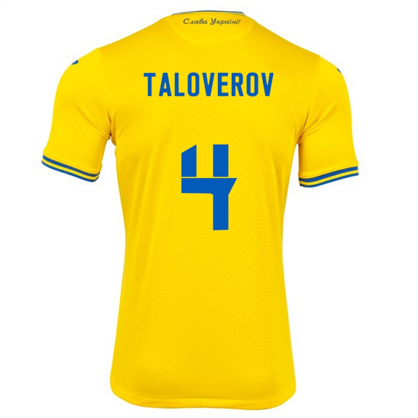 Kinderen Oekraïne Maksym Taloverov #4 Geel Thuisshirt Thuistenue 24-26 T-Shirt