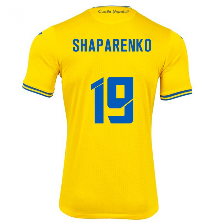 Kinderen Oekraïne Mykola Shaparenko #19 Geel Thuisshirt Thuistenue 24-26 T-Shirt