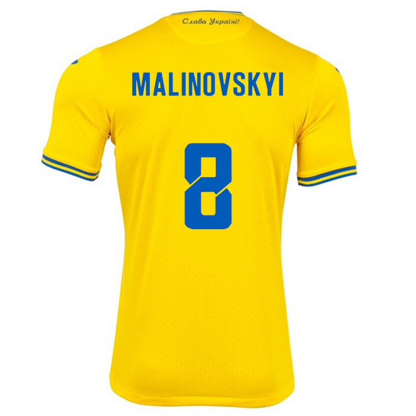 Kinderen Oekraïne Ruslan Malinovskyi #8 Geel Thuisshirt Thuistenue 24-26 T-Shirt