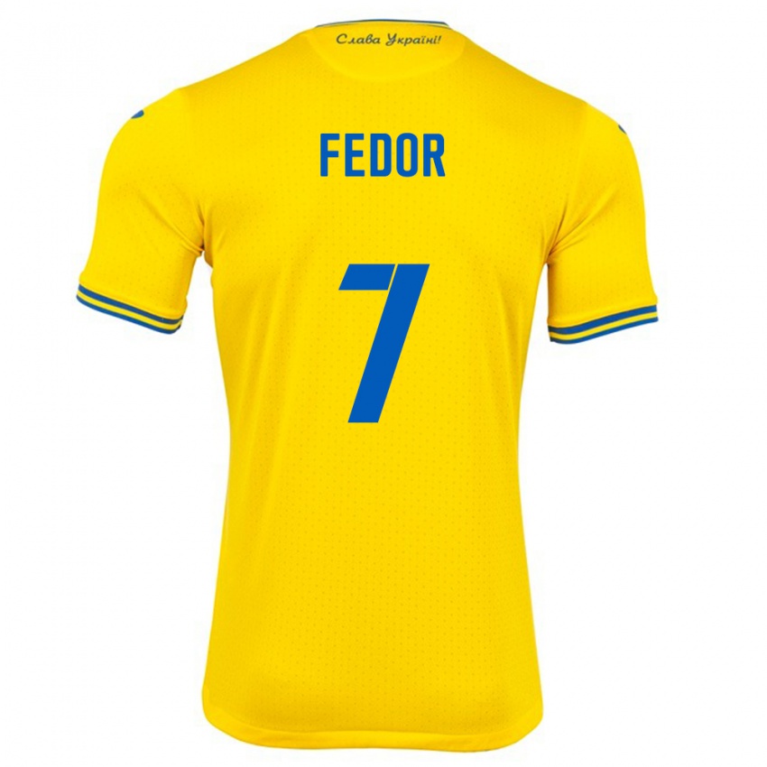 Kinderen Oekraïne Oleg Fedor #7 Geel Thuisshirt Thuistenue 24-26 T-Shirt