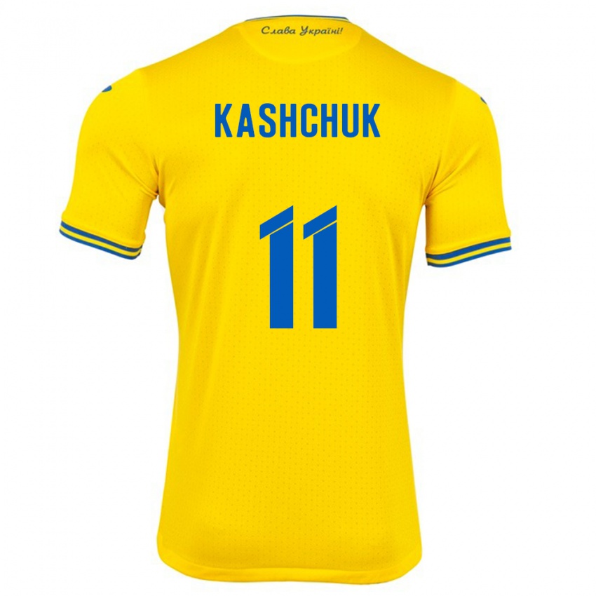 Kinderen Oekraïne Oleksiy Kashchuk #11 Geel Thuisshirt Thuistenue 24-26 T-Shirt