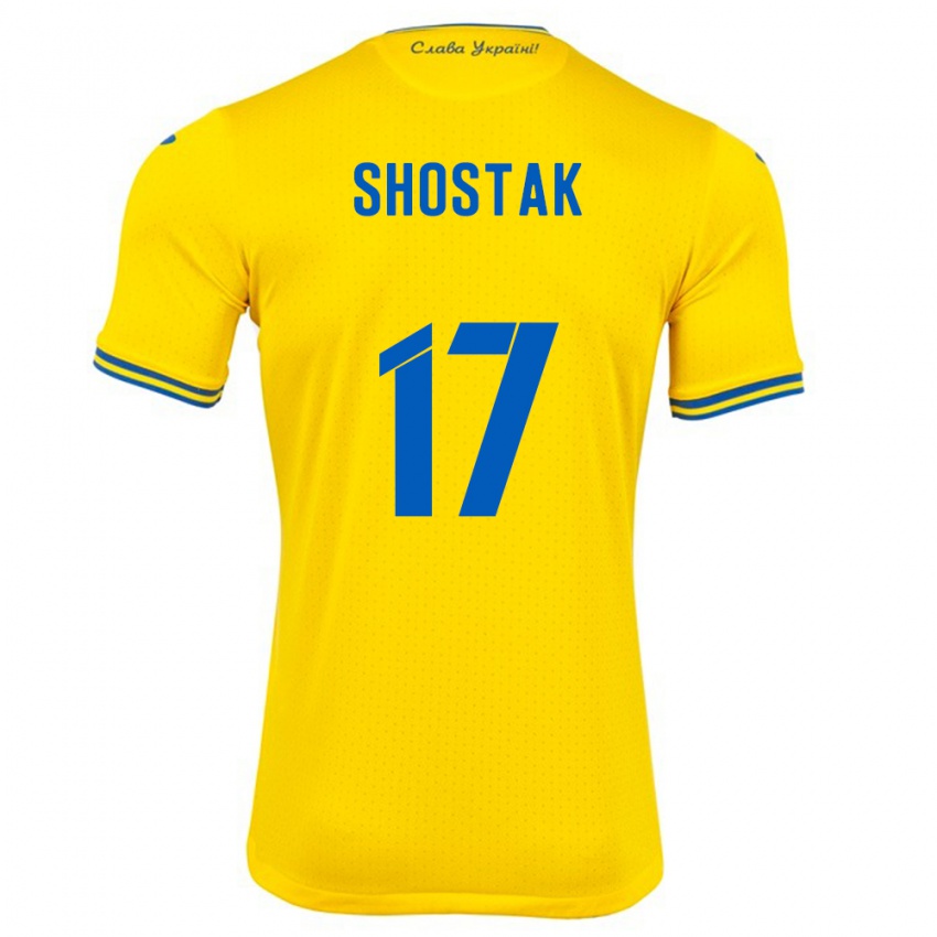 Kinderen Oekraïne Denys Shostak #17 Geel Thuisshirt Thuistenue 24-26 T-Shirt