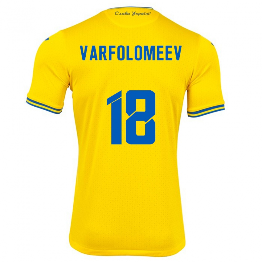 Kinderen Oekraïne Ivan Varfolomeev #18 Geel Thuisshirt Thuistenue 24-26 T-Shirt