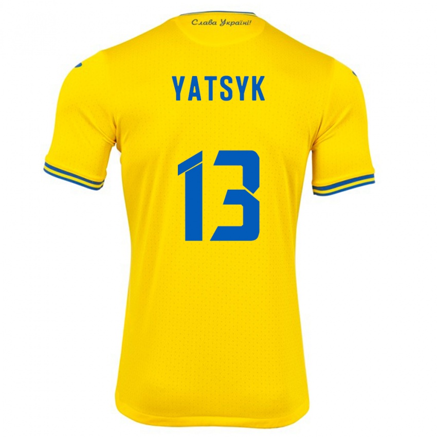 Kinderen Oekraïne Oleksandr Yatsyk #13 Geel Thuisshirt Thuistenue 24-26 T-Shirt